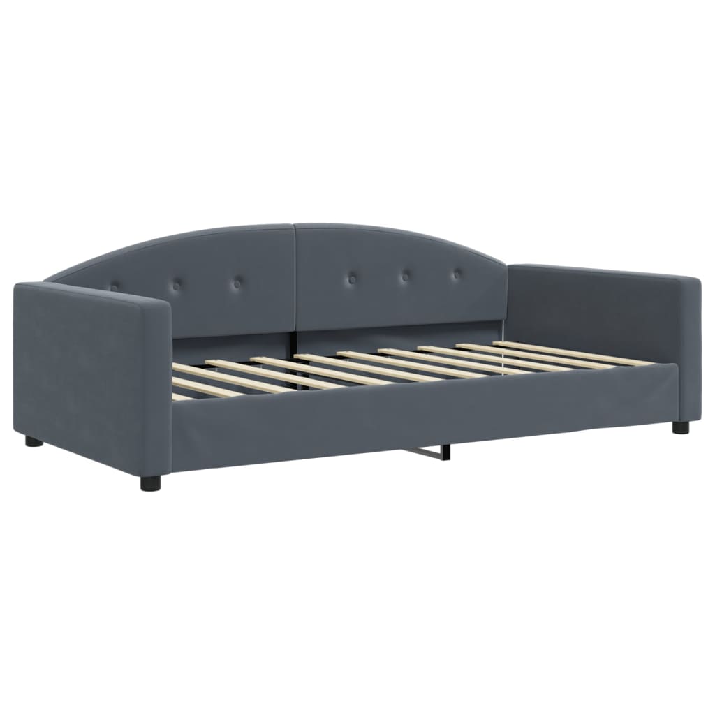 Day Bed without Mattress Dark Gray 39.4"x74.8" Velvet