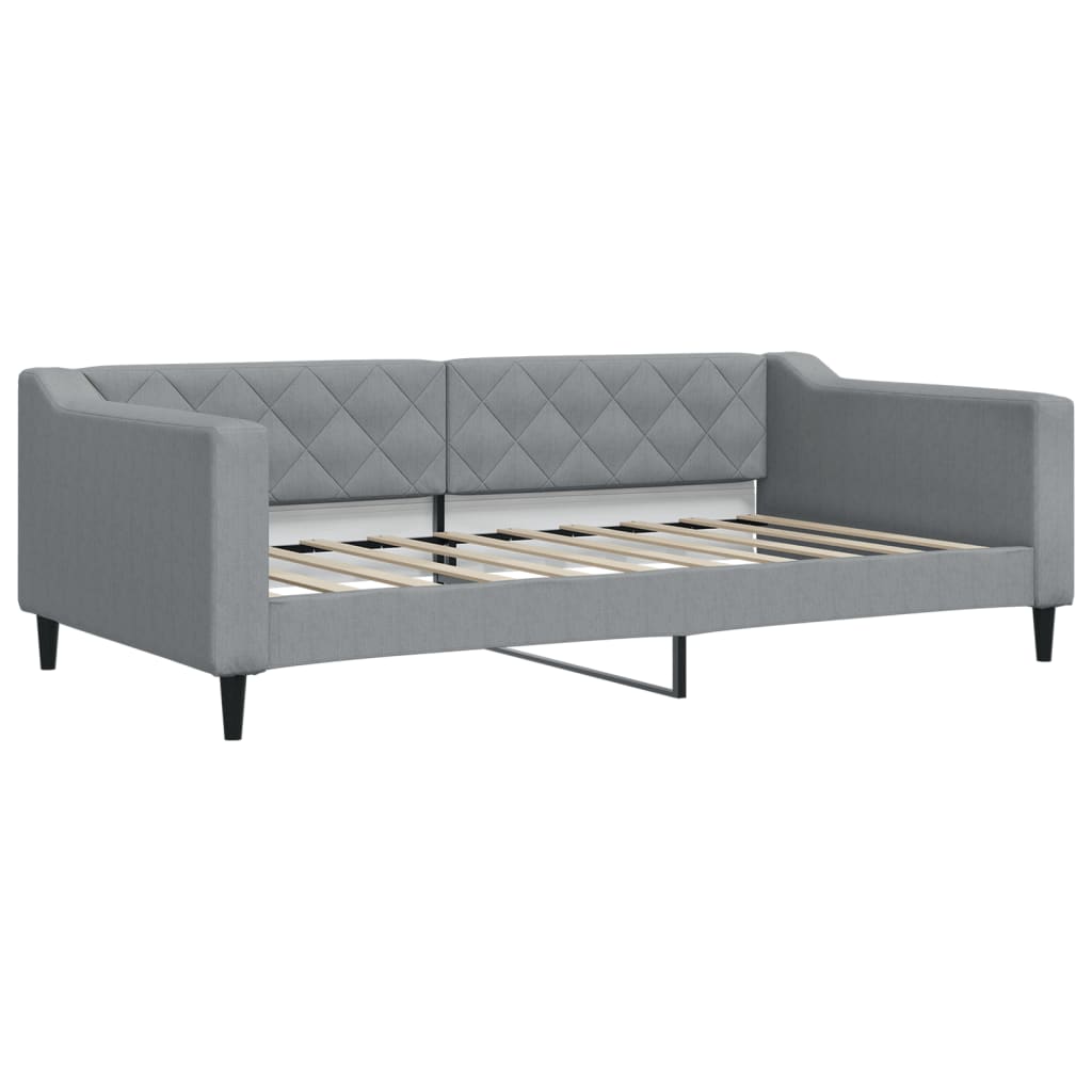Day Bed Light Grey Fabric (100% polyester), metal, solid wood Twin