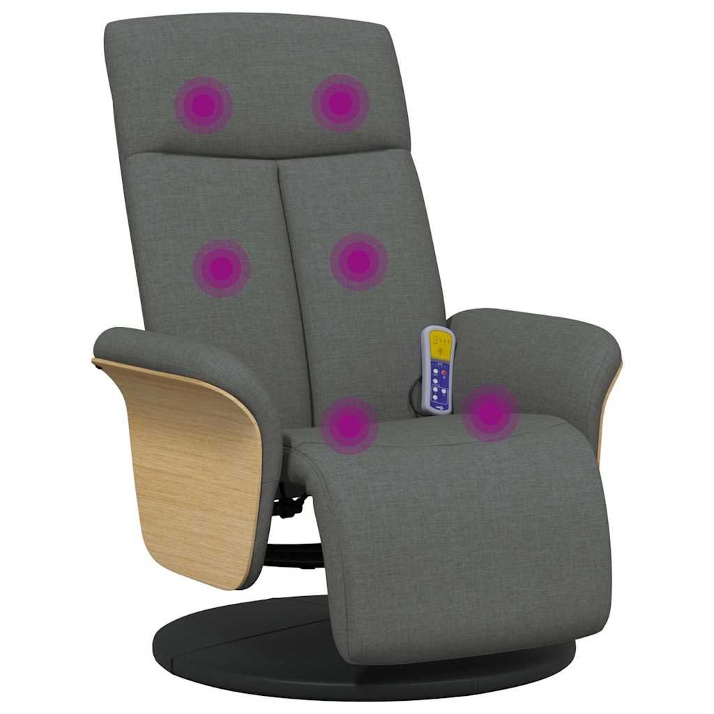 Massage Recliner Chair Dark grey 100% polyester, plywood, metal