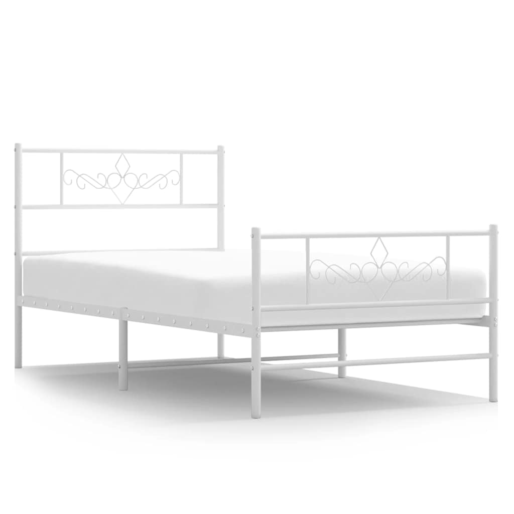 Bed Frame White Powder-coated steel Twin Bed Frame Rectangular