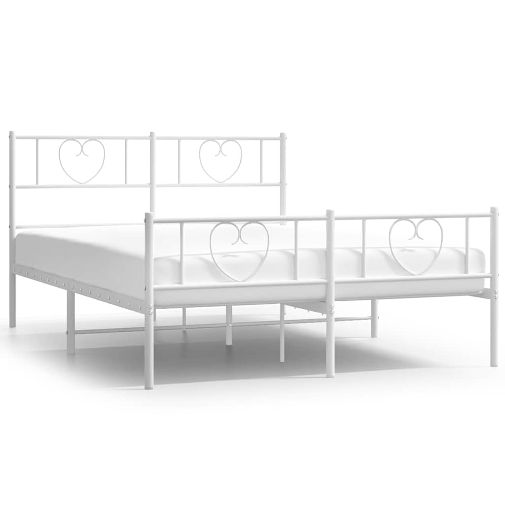 Bed Frame White Steel Double Bed Frame Rectangular