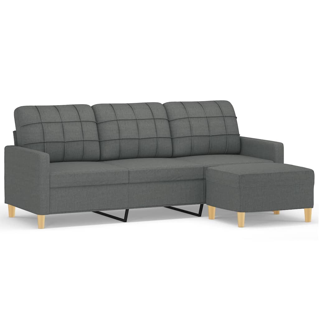 3-seater Sofa With Footstool Dark Grey