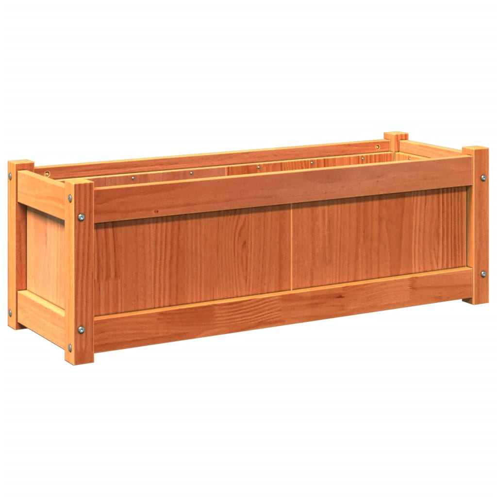 Garden Planter Wax brown Solid pine wood 35.4 x 12.2 x 12.2 in