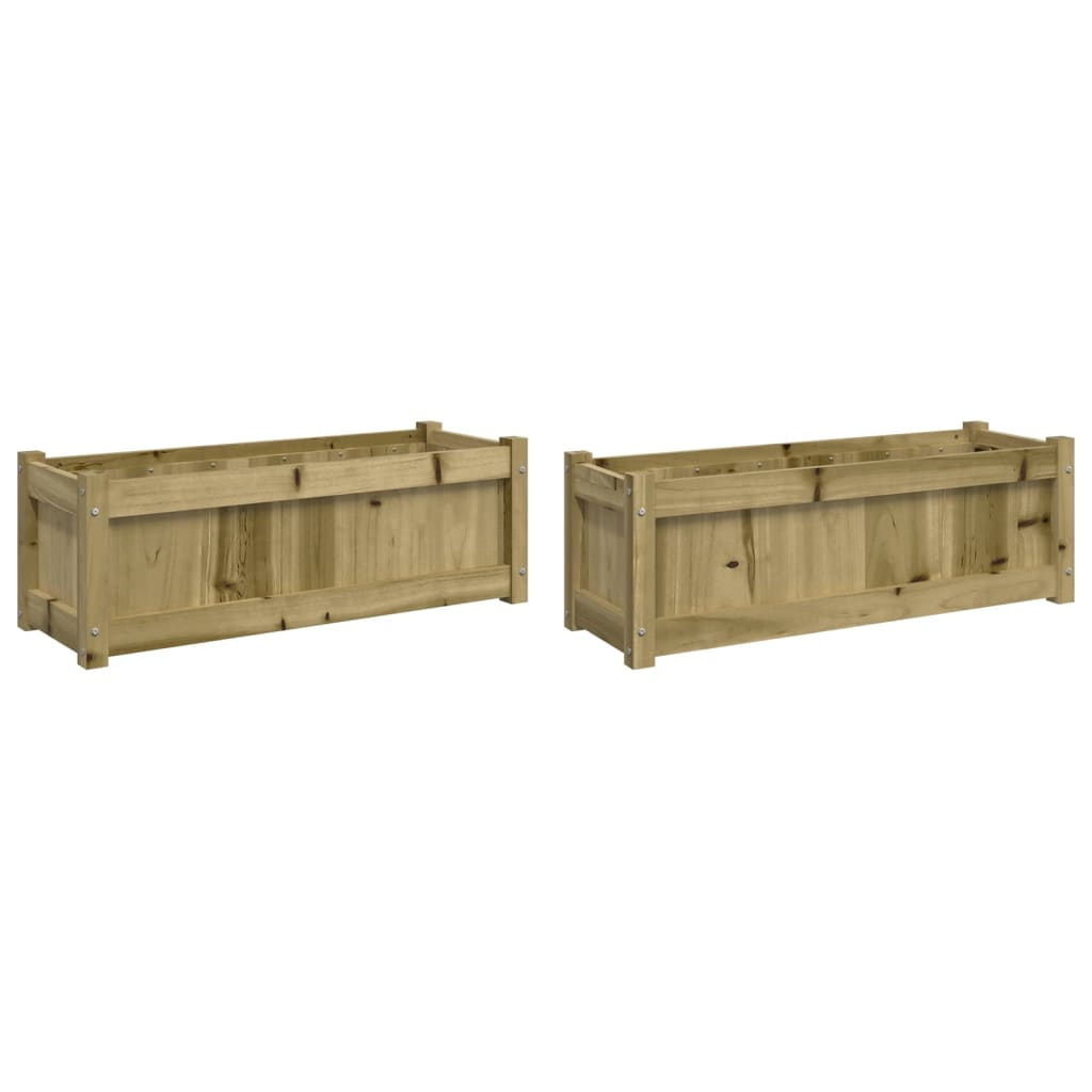 Garden Planter Set of 2 Natural wood finish Solid pine wood Large