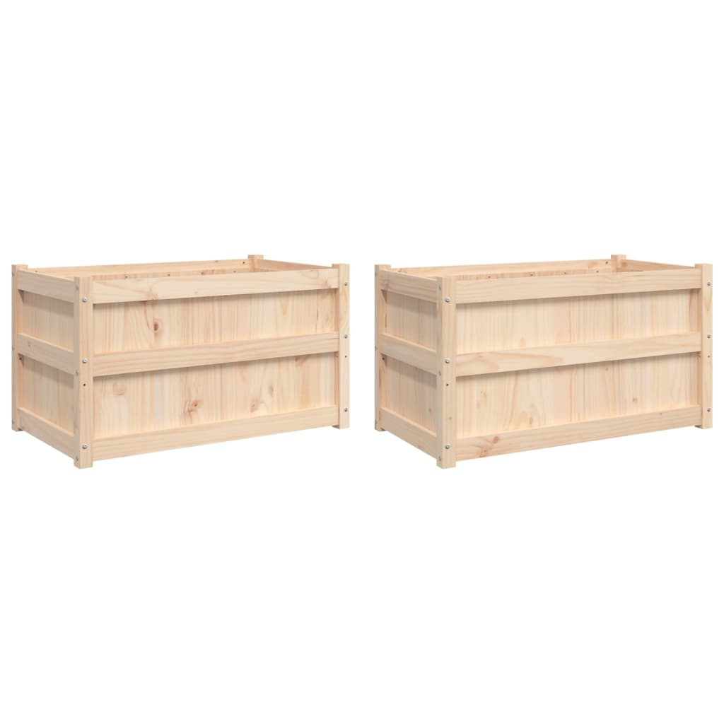 Garden Planter Set of 2 Natural Wood Color