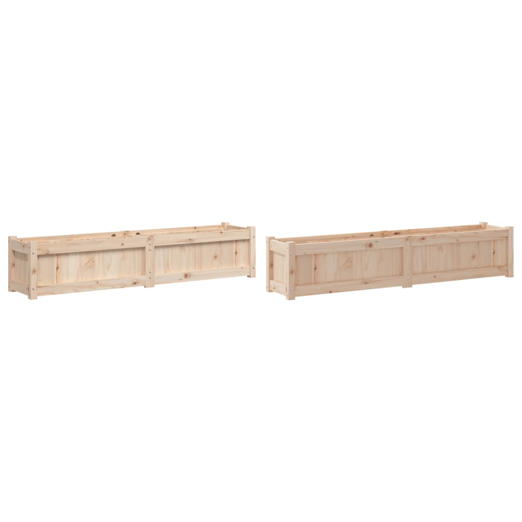 Garden Planter Set of 2 Natural Wood Solid Pine Wood (untreated)