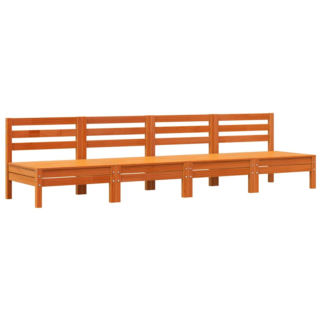 Garden Sofa Set of 4 Wax brown Solid pine wood Standard Modular