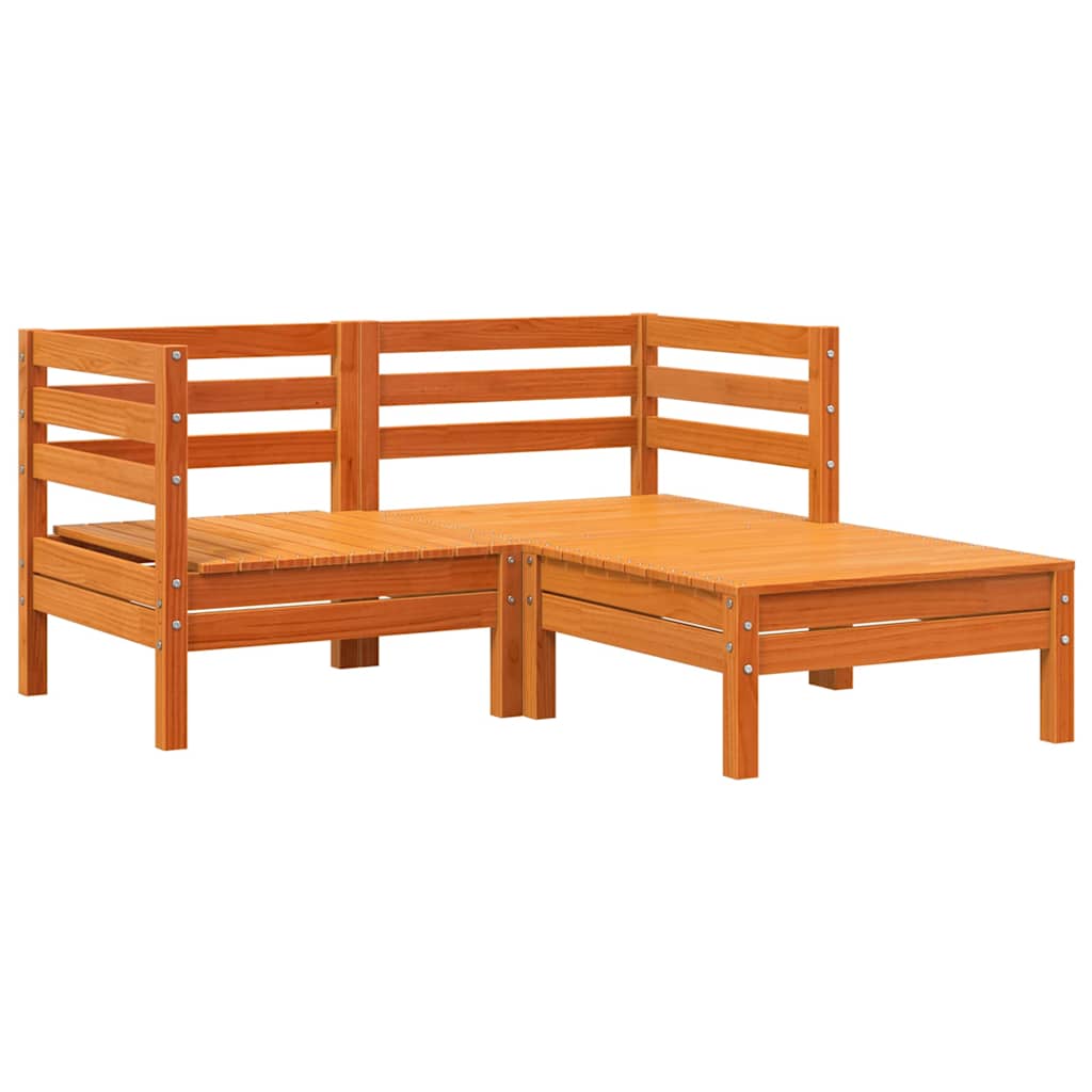Garden Sofa Wax brown Solid pine wood 2-seater Modular