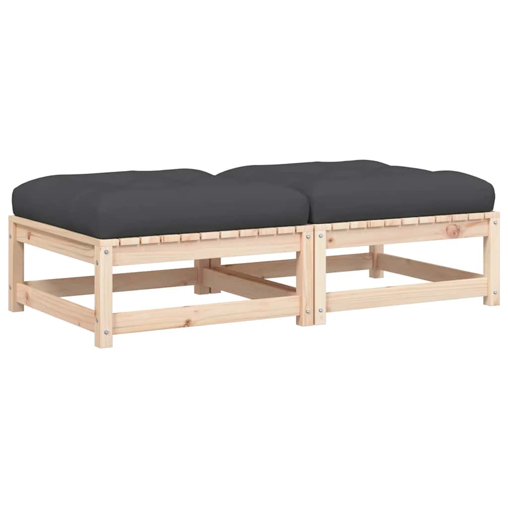 Patio Footstool Gray, natural wood Solid pine wood Standard