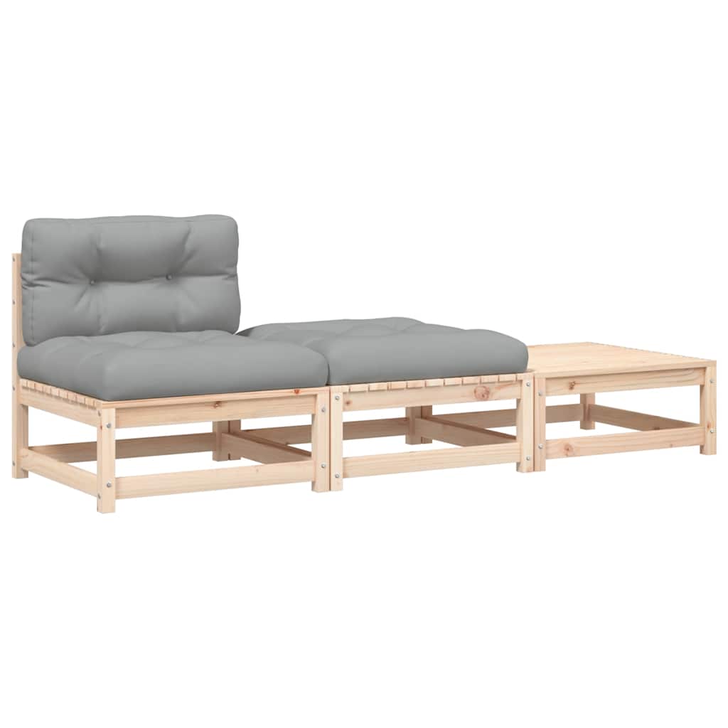 Patio Sofa Gray, Natural Wood