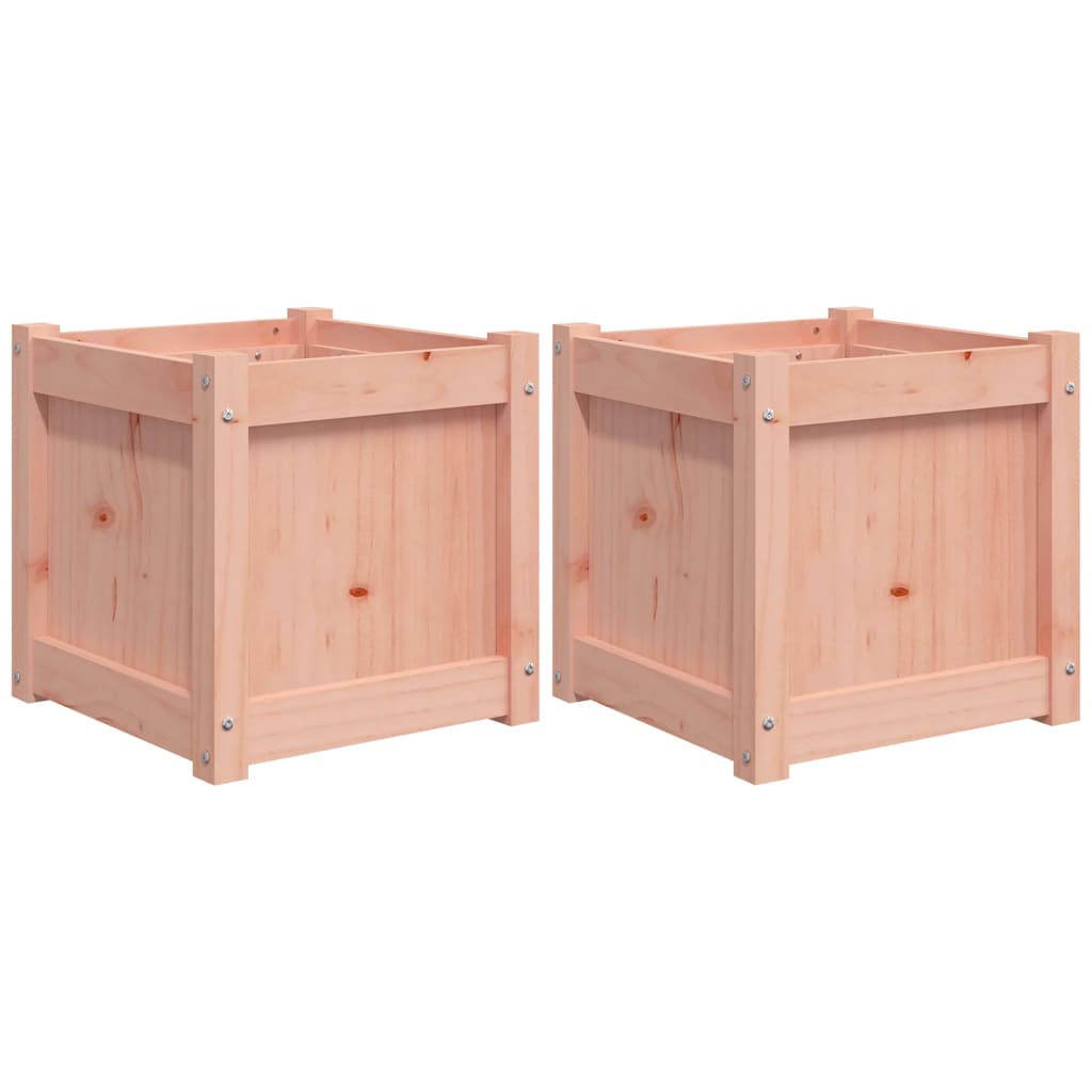 Garden Planter Set of 2 Natural wood Solid Douglas wood Large