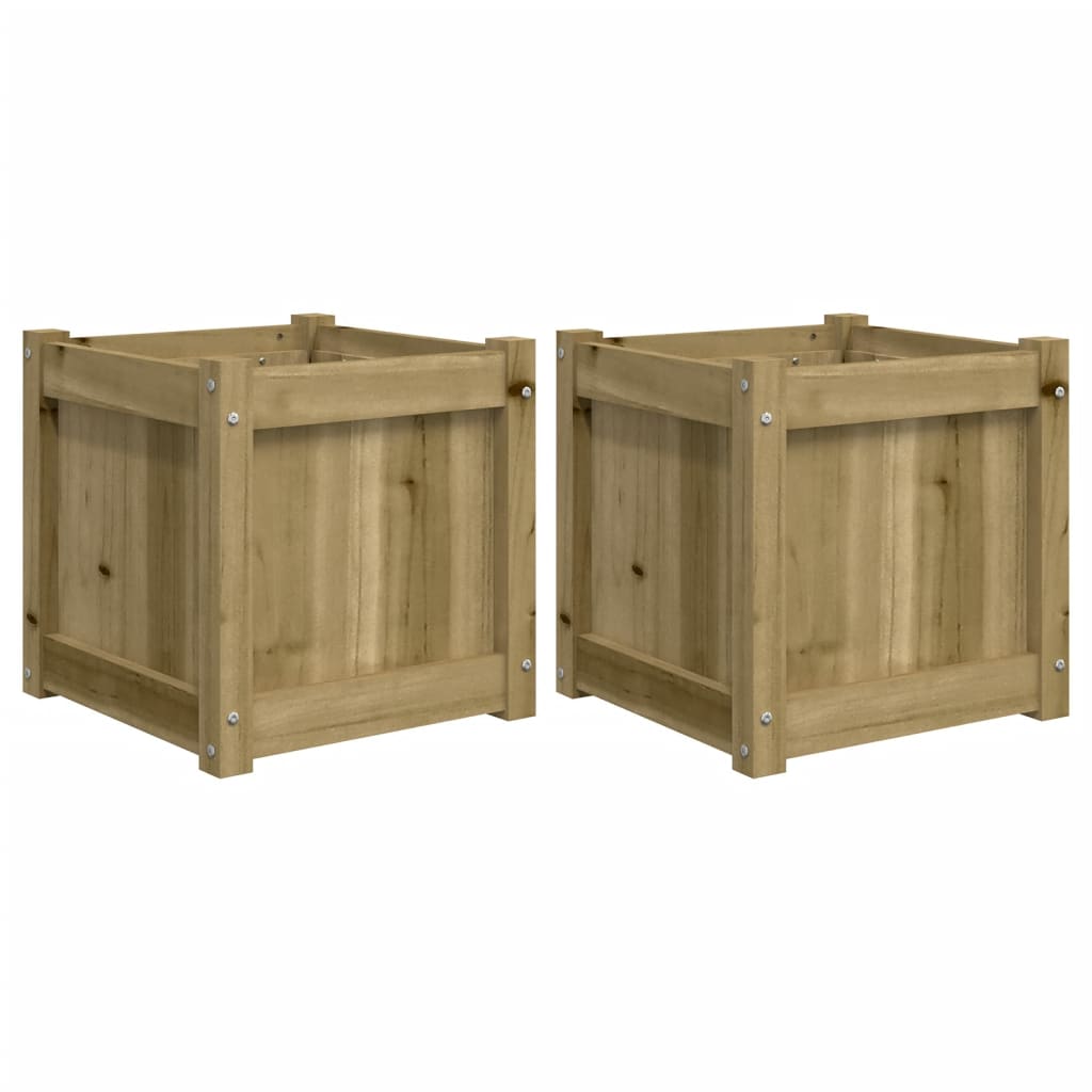 Garden Planter Set of 2 Natural Pine Solid pine wood Medium
