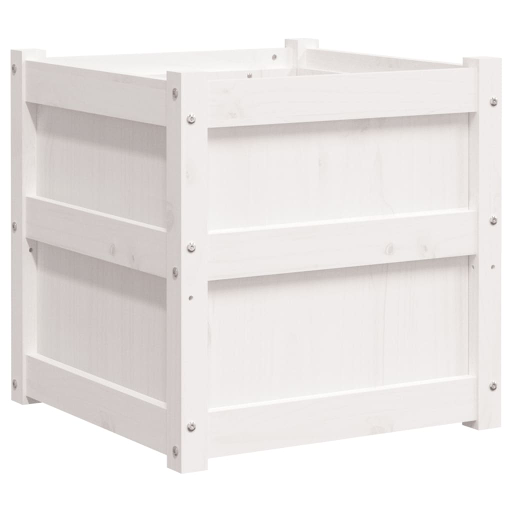 Garden Planter White Solid pine wood 19.7x19.7x19.7 in
