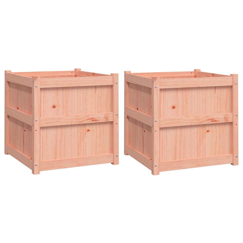 Garden Planter Set of 2 Natural wood Solid douglas wood 23.6 in