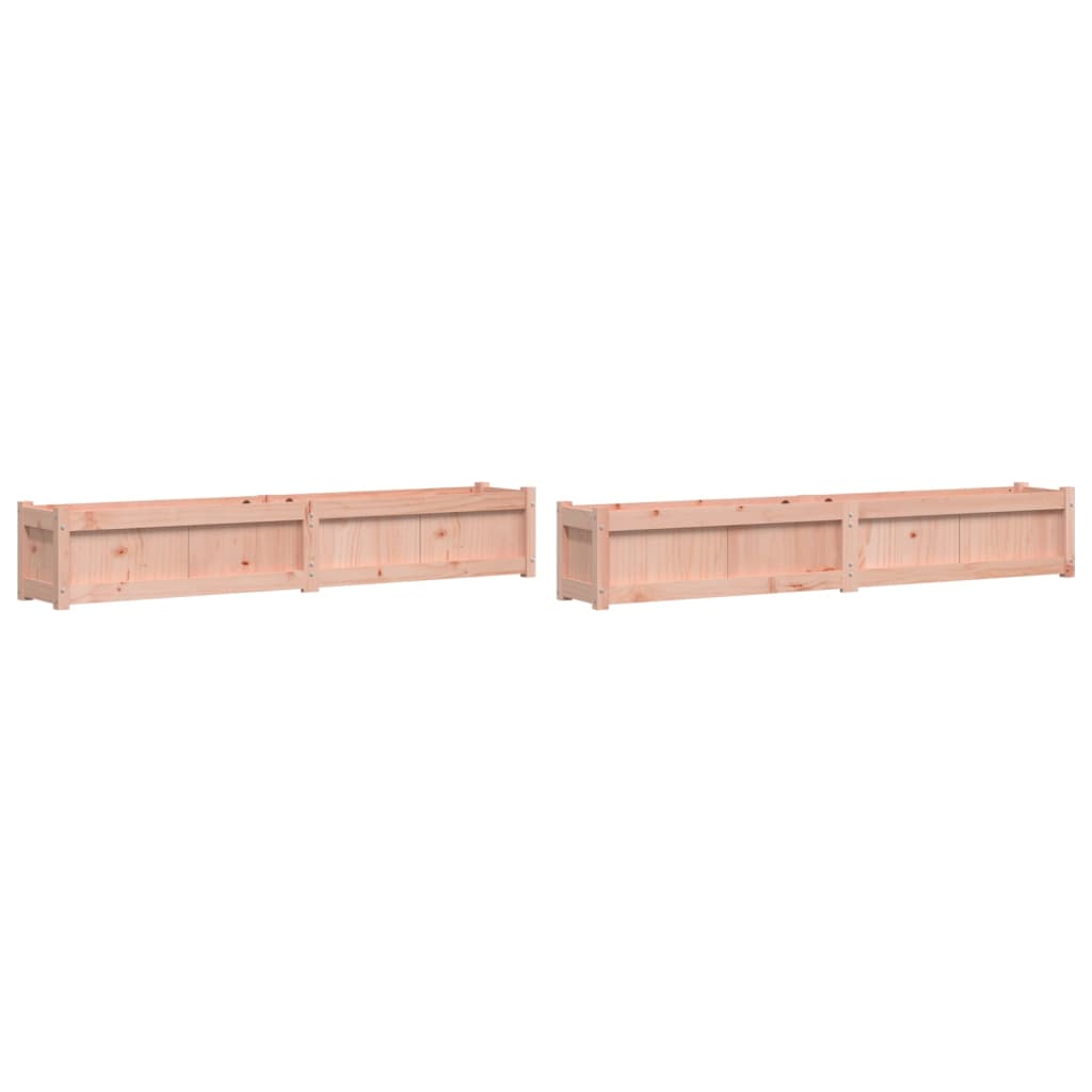 Garden Planter Set of 2 Natural Wood Solid douglas wood Large