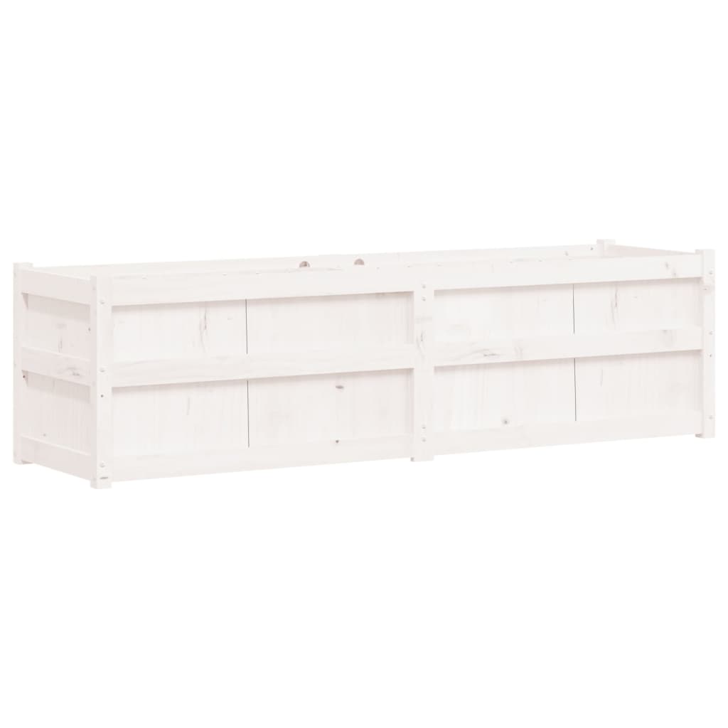 Garden Planter White Solid Pine Wood 70.9x19.7x19.7 in