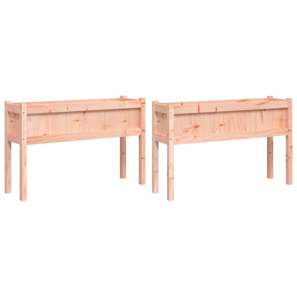 Garden Planter Set of 2 Brown Solid Douglas Fir wood