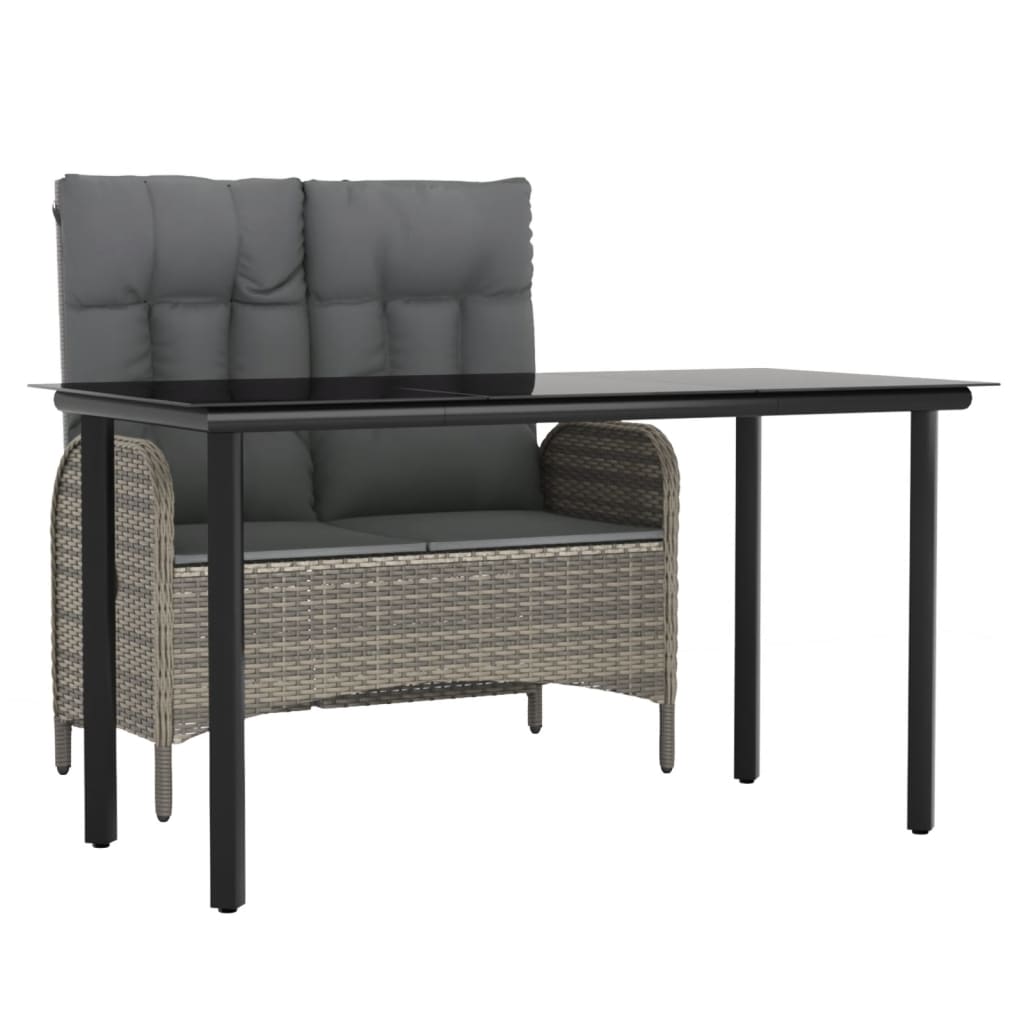 Garden Dining Set Grey PE rattan Medium Adjustable Armrests