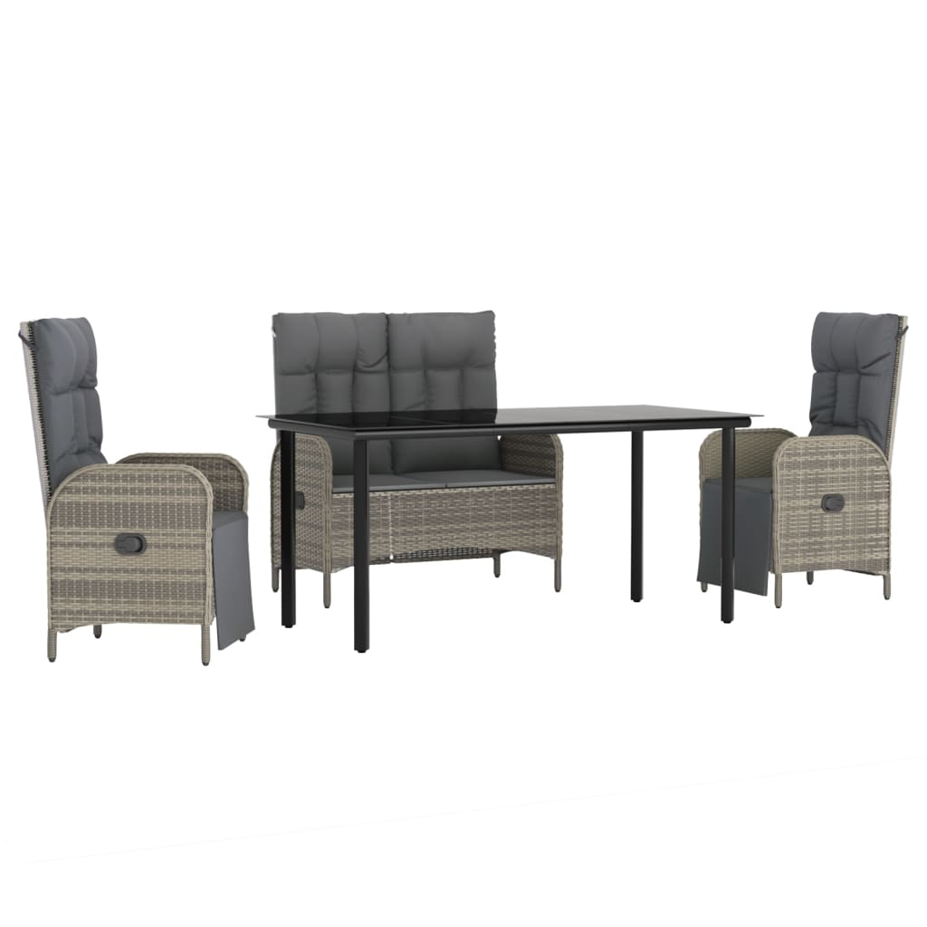 Garden Dining Set Grey, Black
