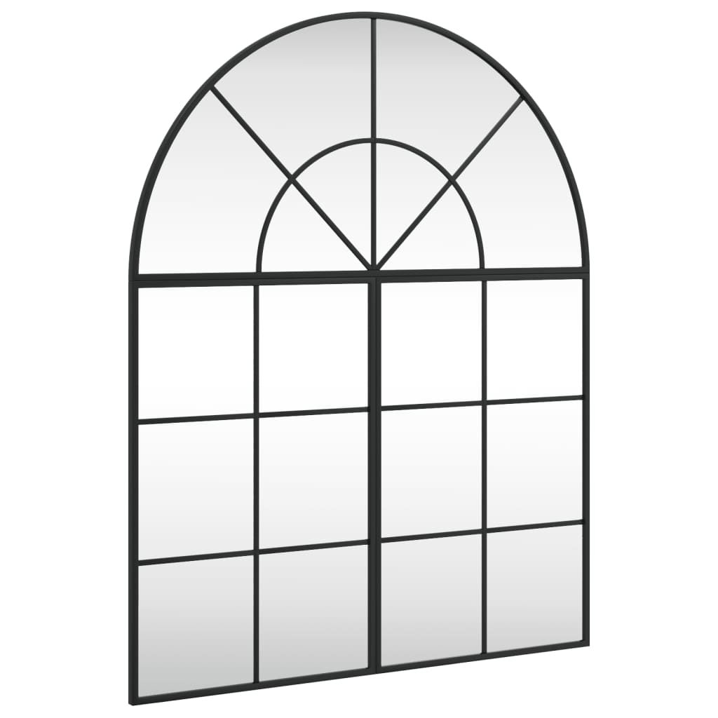 Wall Mirror Black Glass, Powder-coated iron Decorative Inlays