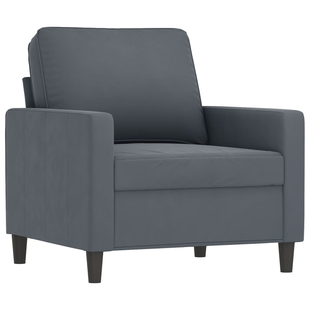 Sofa Chair Dark Grey Velvet (100% polyester), metal, foam Single