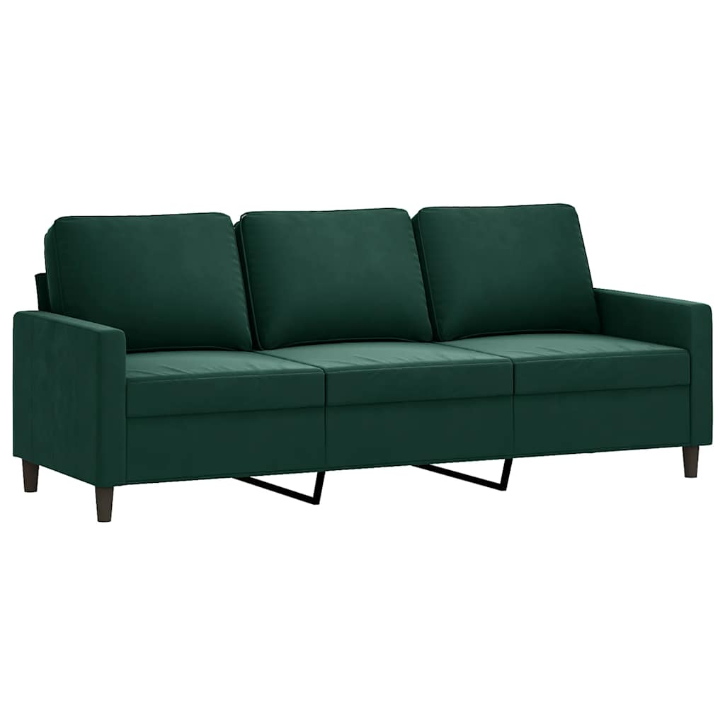3-seater Sofa Dark Green Velvet (100% polyester), metal, textilene