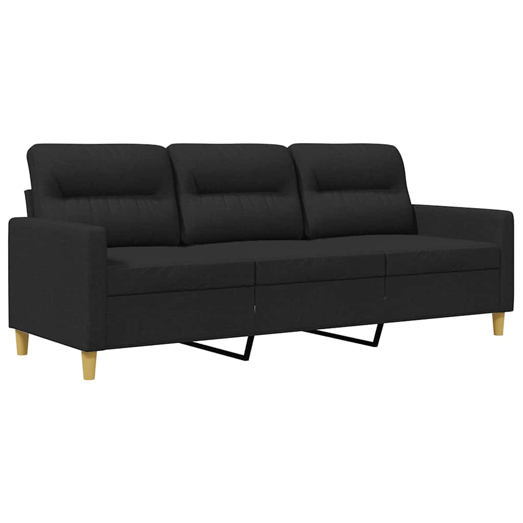 3-seater Sofa Black Fabric (100% polyester), metal, textilene