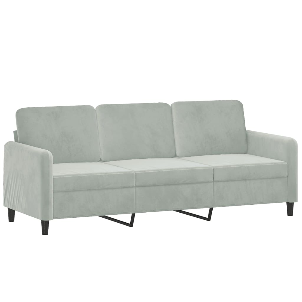 3-seater Sofa Light grey Velvet (100% polyester), metal, textilene