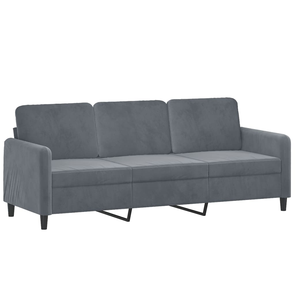 3-seater Sofa Dark grey Velvet (100% polyester), metal, textilene
