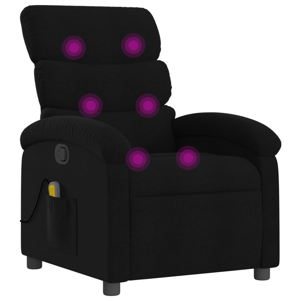 Massage Recliner Chair Black Polyester fabric, metal, plywood