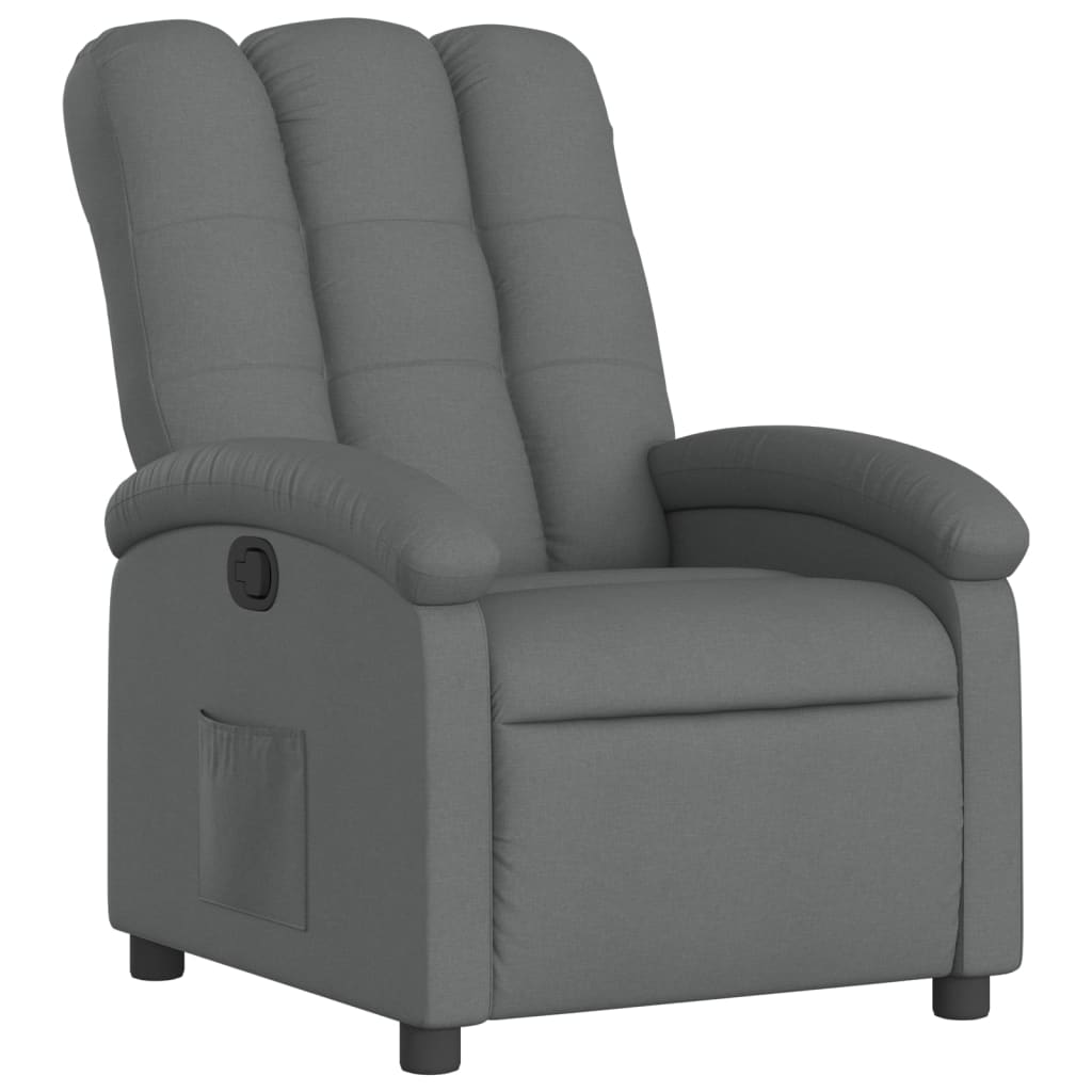 Recliner Chair Dark Grey 100% Polyester Fabric, Metal, Plywood