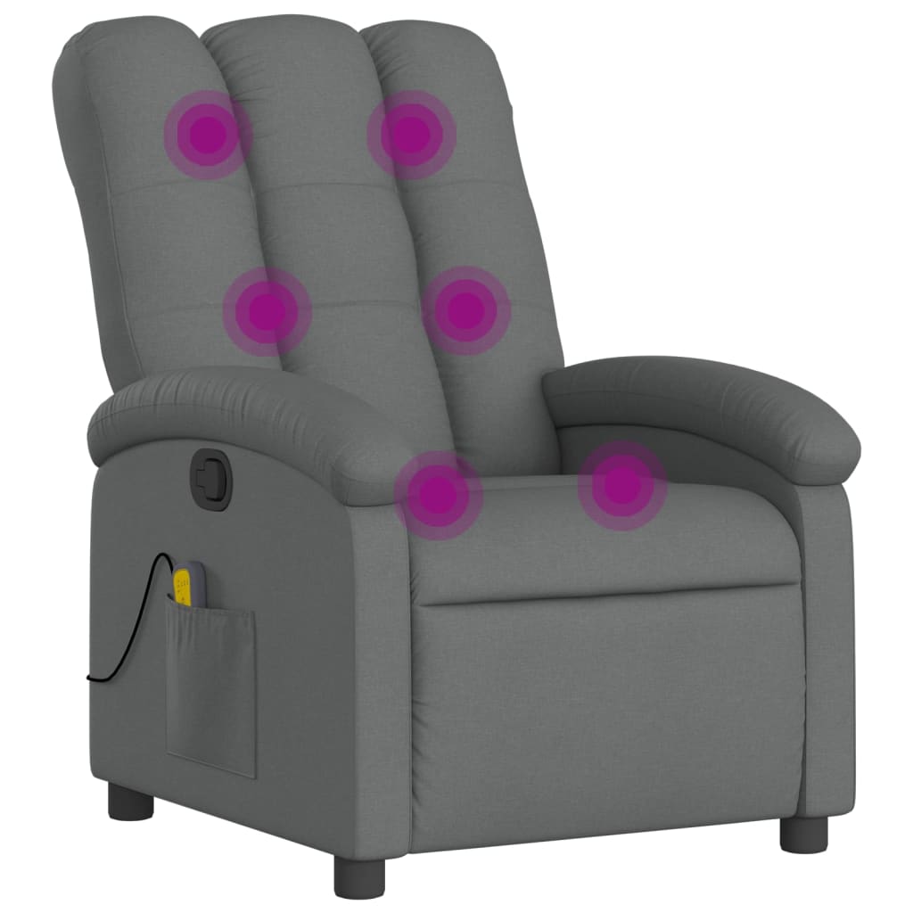 Massage Recliner Chair Dark Grey Polyester Single