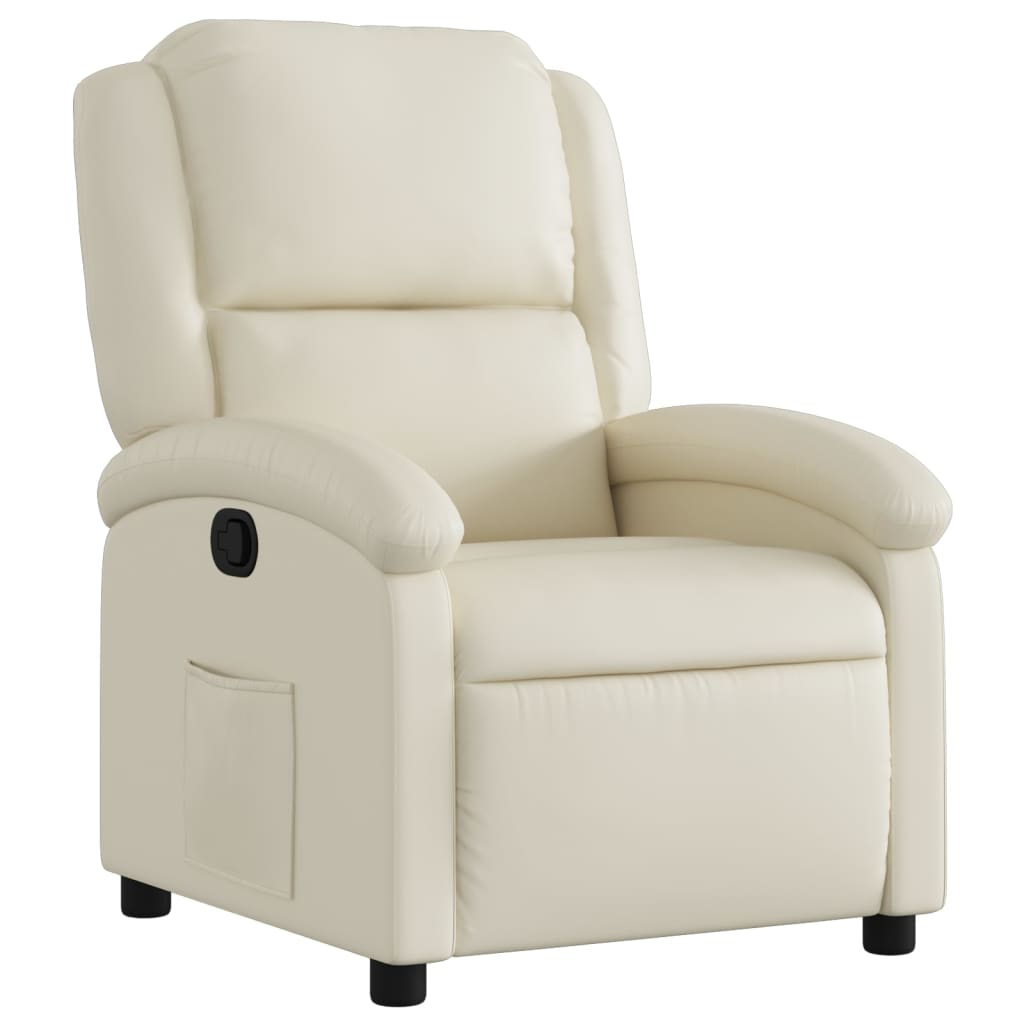 Recliner Chair Cream Faux leather, Metal, Plywood Single