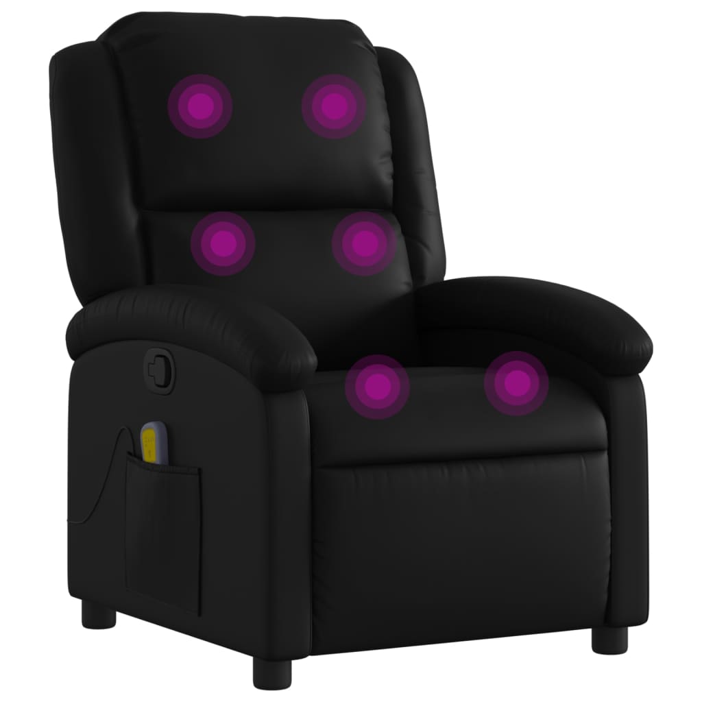 Massage Recliner Chair Black Faux leather, Metal, Plywood, Foam