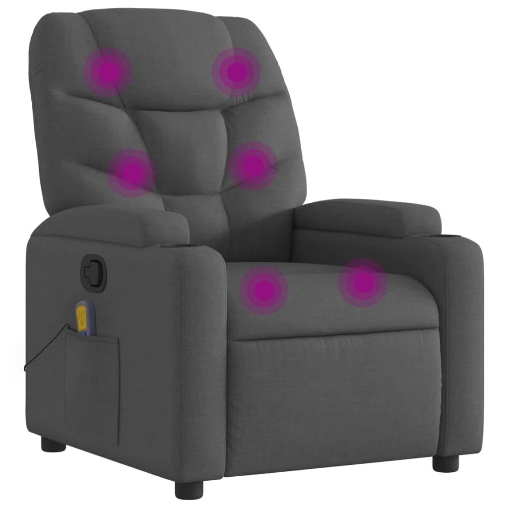 Massage Recliner Chair Dark Grey Polyester, Metal, Plywood Medium