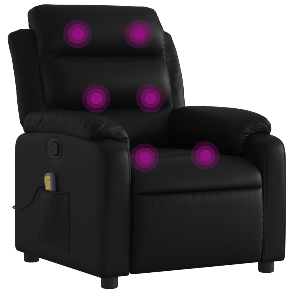 Massage Recliner Chair Black Faux leather, metal, plywood Single