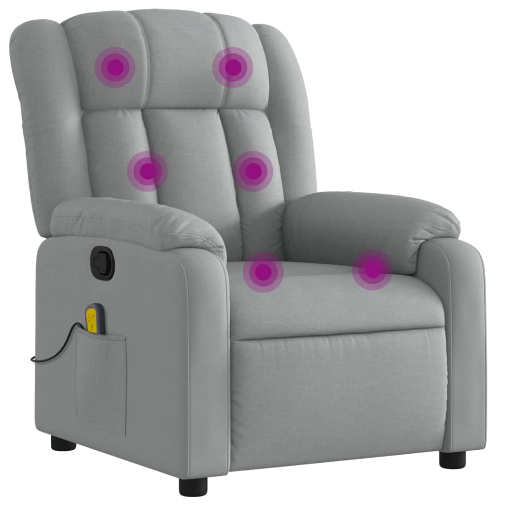 Massage Recliner Chair Light Grey 100% polyester Standard