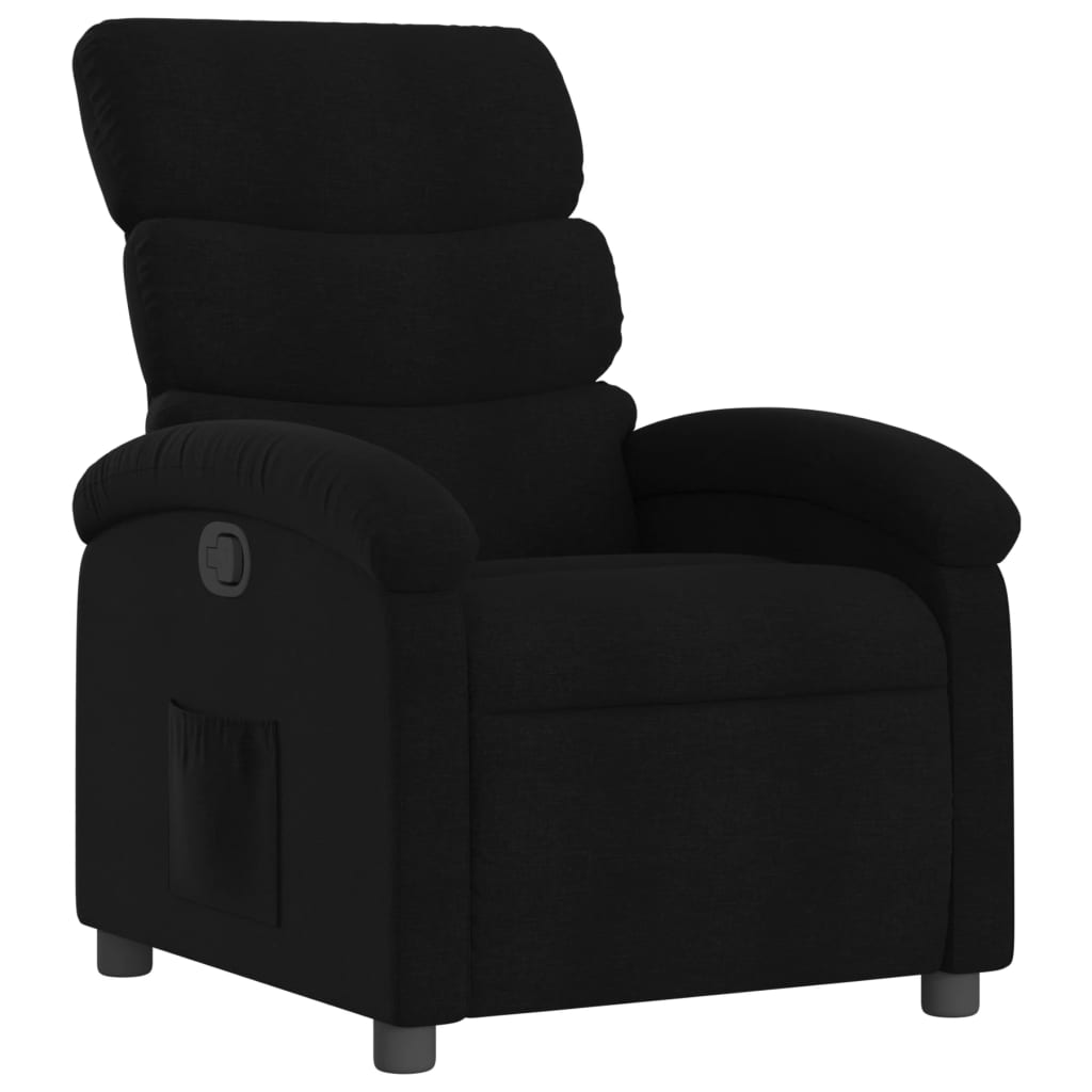 Recliner Chair Black Fabric (100% polyester), metal, plywood Medium