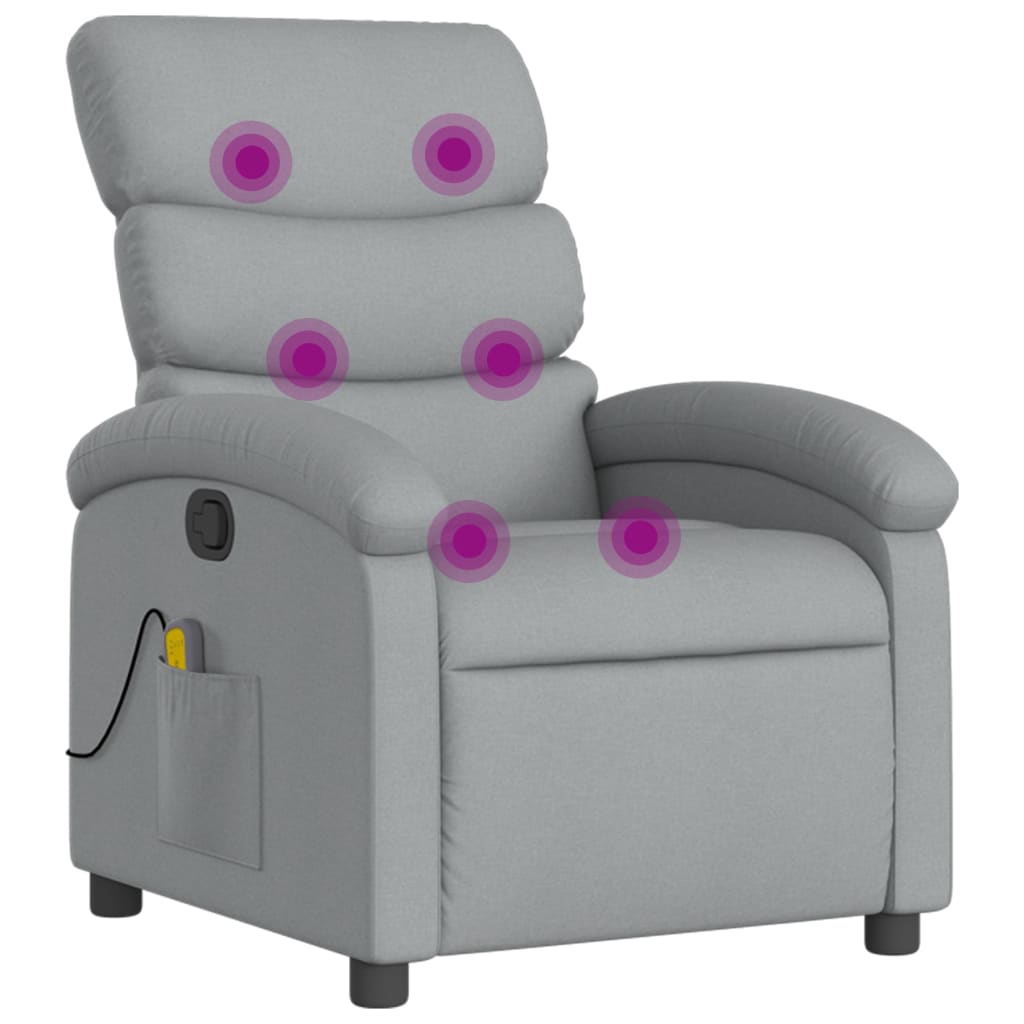 Massage Recliner Chair Light Gray Polyester, Metal, Plywood Medium