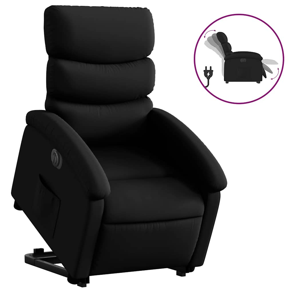 Electric Stand Up Recliner Chair Black Faux leather, metal, plywood