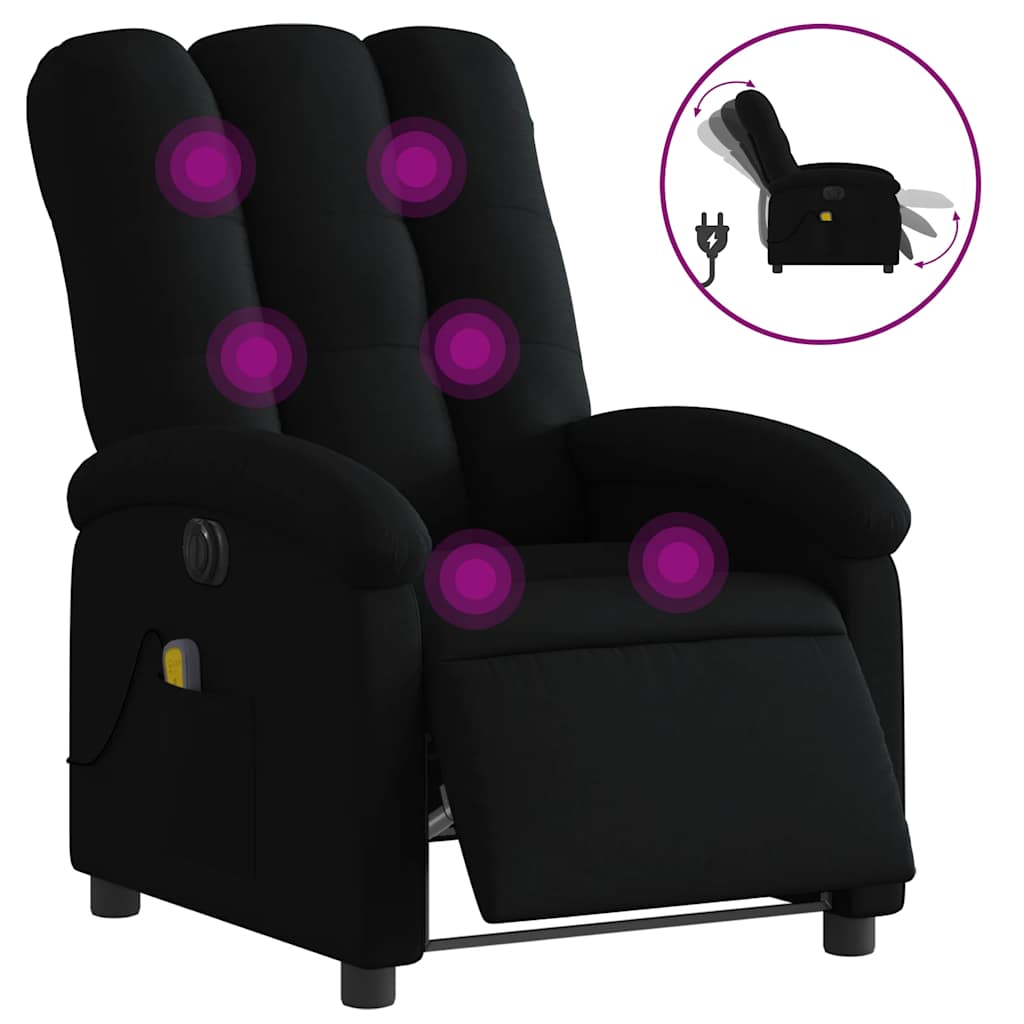 Electric Massage Recliner Chair Black Polyester, Metal, Plywood