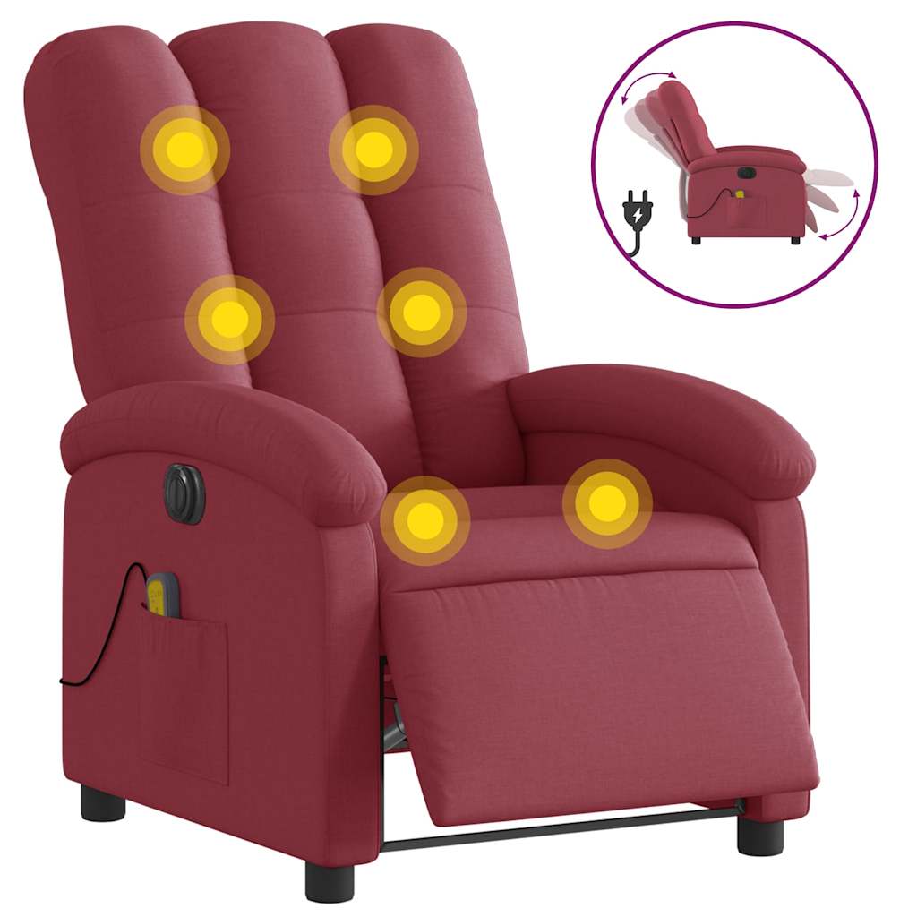 Electric Massage Recliner Chair Wine Red