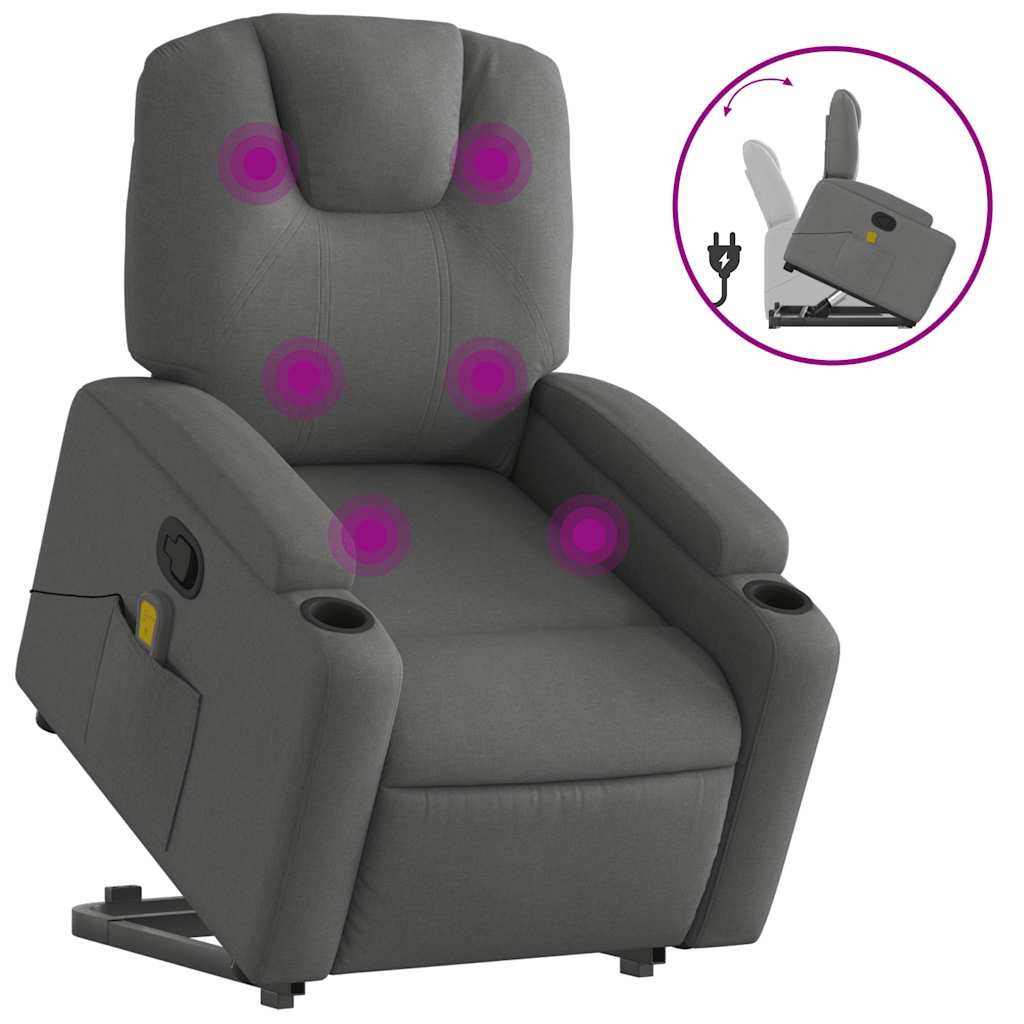 Stand up Massage Recliner Chair Dark Gray Fabric