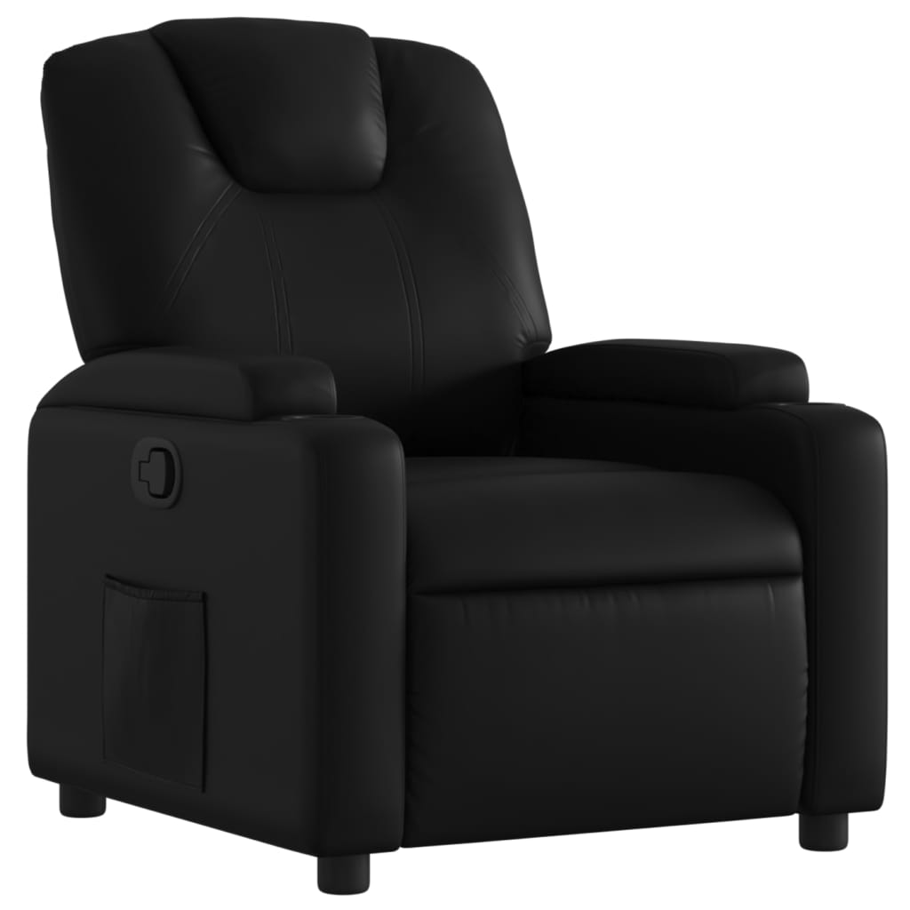 Recliner Chair Black Faux leather, metal, plywood Single