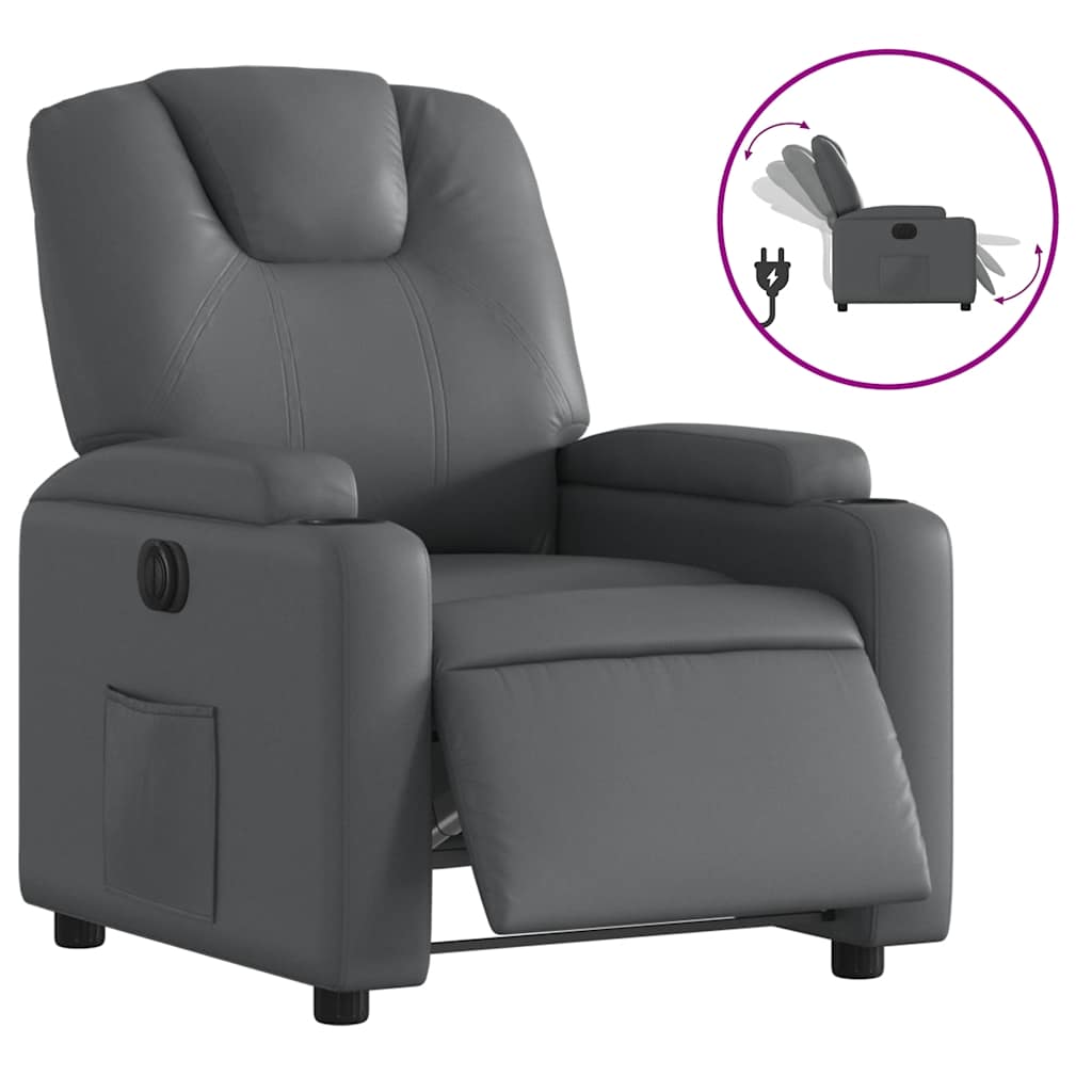 Electric Recliner Chair Gray Faux leather, metal, plywood Medium