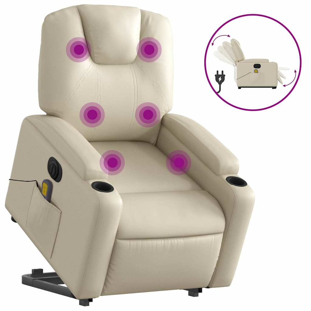 Electric Stand Up Massage Recliner Chair Cream