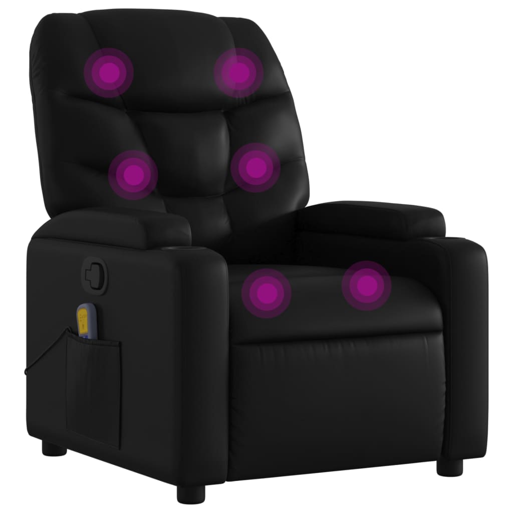 Massage Recliner Chair Black Faux Leather Large