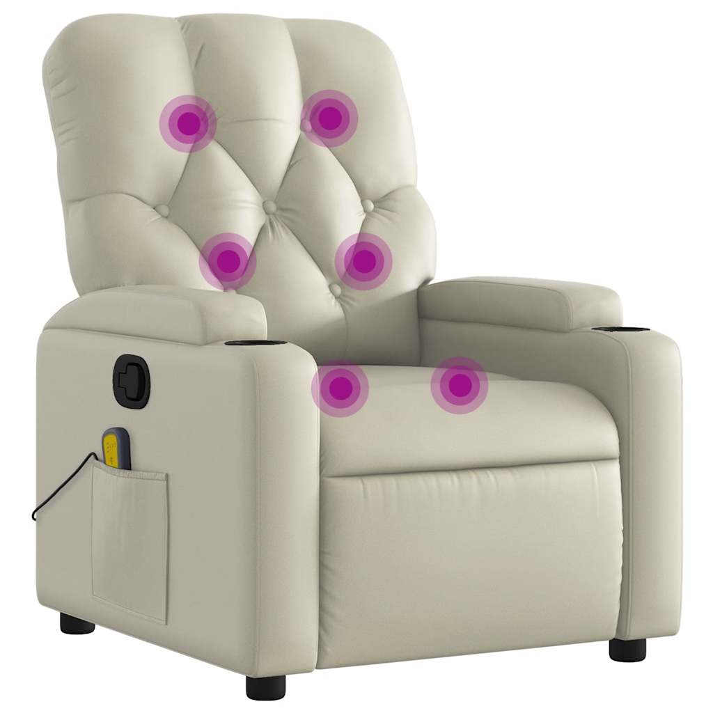 Massage Recliner Chair Cream Faux leather, metal, plywood Standard