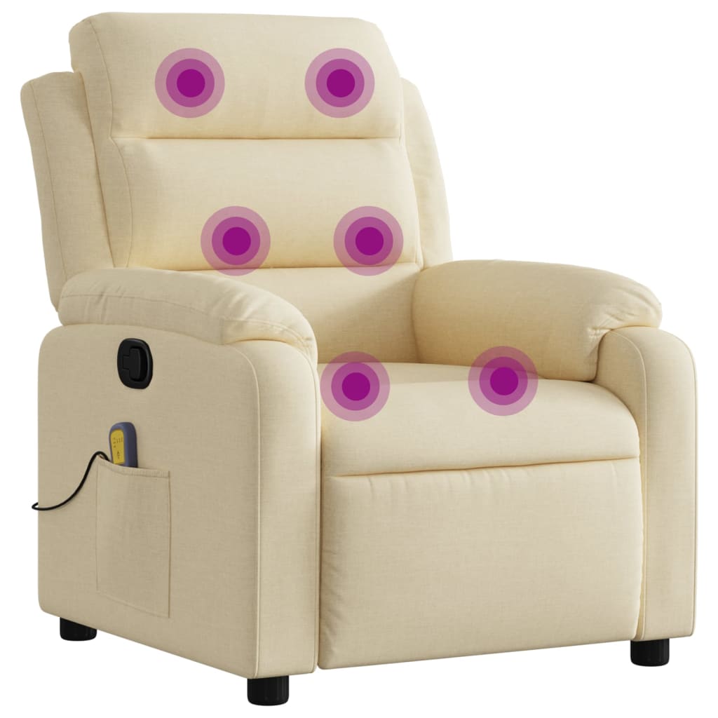 Massage Recliner Chair Cream 100% polyester, metal, plywood