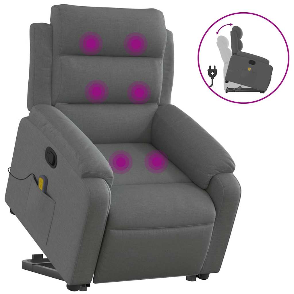 Stand Up Massage Recliner Chair Dark Grey Polyester, Metal, Plywood